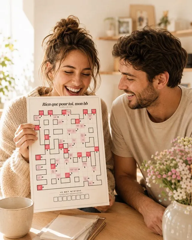 Grille de mots fléchés personnalisée offerte en cadeau